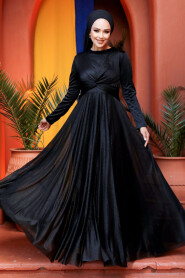  Plus Size Black Islamic Clothing Evening Dress 5397S - 1