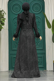  Plus Size Black Islamic Engagement Gown 2323S - 3