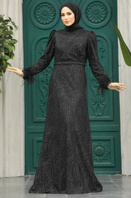  Plus Size Black Islamic Engagement Gown 2323S - 1