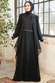  Plus Size Black Islamic Evening Dress 25765S - 2