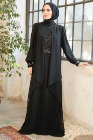  Plus Size Black Islamic Evening Dress 25765S - 3