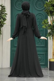 Plus Size Black Modest Islamic Clothing Evening Dress 22113S - 3