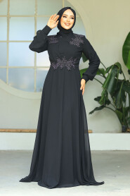  Plus Size Black Modest Islamic Clothing Evening Dress 22113S - 2