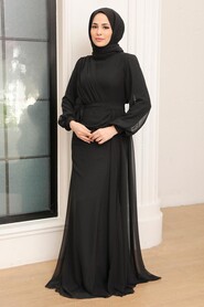  Plus Size Black Modest Wedding Dress 5711S - 5