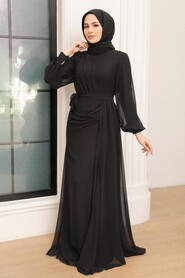  Plus Size Black Modest Wedding Dress 5711S - 3