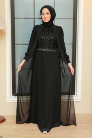 Plus Size Black Muslim Dress 25842S - 1