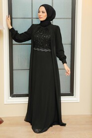 Plus Size Black Muslim Dress 25842S - 3