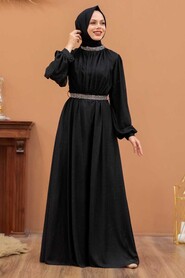  Plus Size Black Muslim Wedding Dress 5501S - 2
