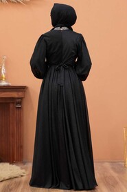  Plus Size Black Muslim Wedding Dress 5501S - 3