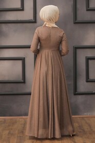  Plus Size Brown Islamic Clothing Evening Dress 5397KH - 2