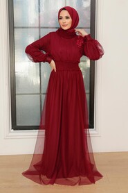 Plus Size Claret Red Modest Islamic Clothing Prom Dress 56520BR - 3