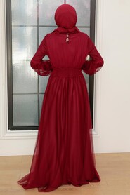  Plus Size Claret Red Modest Islamic Clothing Prom Dress 56520BR - 4
