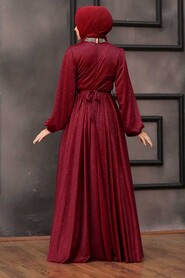  Plus Size Claret Red Muslim Wedding Dress 5501BR - 4