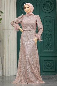  Plus Size Copper Islamic Engagement Gown 2323BKR - 1