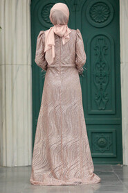  Plus Size Copper Islamic Engagement Gown 2323BKR - 3