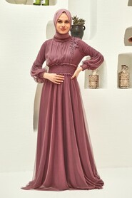  Plus Size Dark Dusty Rose Modest Islamic Clothing Prom Dress 56520KGK - NEVA STYLE