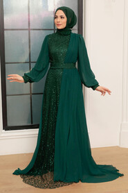  Plus Size Dark Green Muslim Evening Gown 5408KY - NEVA STYLE