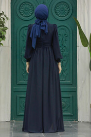  Plus Size Dark Navy Blue Islamic Clothing Evening Dress 21940KL - 3