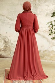  Plus Size Dark Terra Cotta Islamic Clothing Evening Dress 21940KKRMT - 3