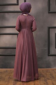 Plus Size Dark Dusty Rose Islamic Clothing Evening Dress 5397KGK - 2