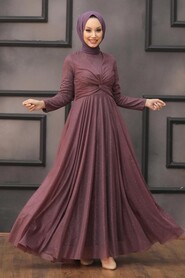  Plus Size Dark Dusty Rose Islamic Clothing Evening Dress 5397KGK - 1