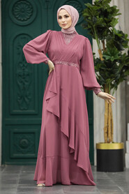  Plus Size Dusty Rose Islamic Clothing Evening Dress 22201GK - 1