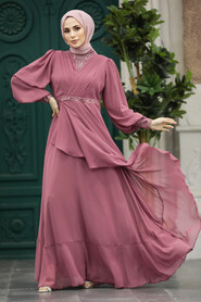  Plus Size Dusty Rose Islamic Clothing Evening Dress 22201GK - 2
