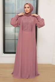  Plus Size Dusty Rose Islamic Clothing Evening Gown 25814GK - 2