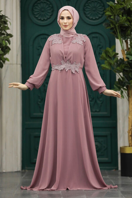  Plus Size Dusty Rose Modest Islamic Clothing Evening Dress 22113GK - NEVA STYLE