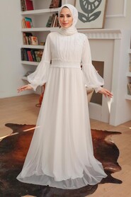  Plus Size Ecru Modest Islamic Clothing Prom Dress 56520E - 2