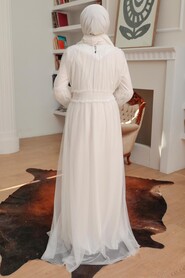  Plus Size Ecru Modest Islamic Clothing Prom Dress 56520E - 3