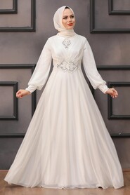  Plus Size Ecru Muslim Prom Dress 50151E - 1