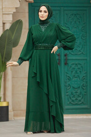  Plus Size Emerald Green Islamic Clothing Evening Dress 22201ZY - 2