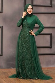  Plus Size Green Islamic Wedding Dress 5345Y - 1