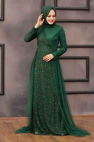  Plus Size Green Islamic Wedding Dress 5345Y - 2