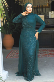  Plus Size Green Islamic Wedding Dress 5345Y - 1