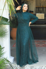  Plus Size Green Islamic Wedding Dress 5345Y - 2