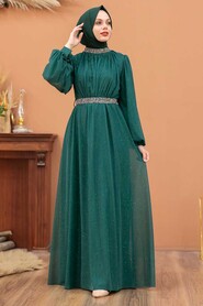  Plus Size Green Muslim Wedding Dress 5501Y - 1