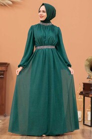  Plus Size Green Muslim Wedding Dress 5501Y - 2