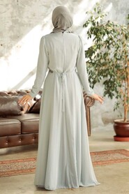  Plus Size Grey Islamic Long Sleeve Dress 5737GR - 2