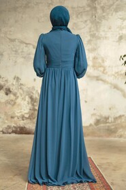  Plus Size Indigo Blue Islamic Clothing Evening Dress 21940IM - 2