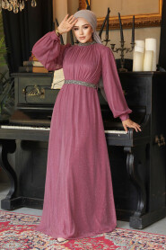  Plus Size Light Dusty Rose Muslim Wedding Dress 5501AGK - 2