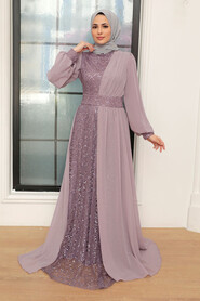  Plus Size Light Lila Muslim Evening Gown 5408ALILA - 2