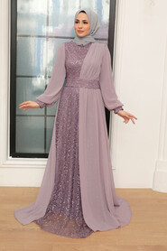  Plus Size Light Lila Muslim Evening Gown 5408ALILA - 1