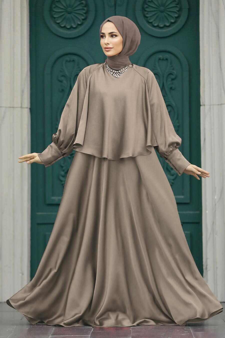  Plus Size Mink Hijab Wedding Gown 6051V