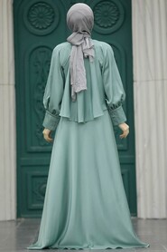 Neva Style - Plus Size Mint Hijab Wedding Gown 6051MINT - Thumbnail