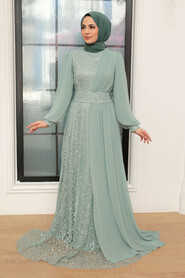  Plus Size Mint Muslim Evening Gown 5408MINT - 1