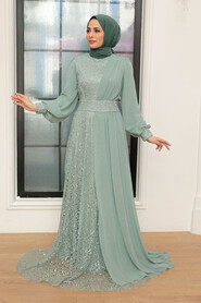  Plus Size Mint Muslim Evening Gown 5408MINT - 2