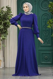  Plus Size Navy Blue Islamic Bridesmaid Dress 22172L - 2