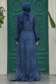  Plus Size Navy Blue Islamic Engagement Gown 2323L - 3